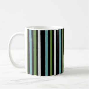 Black, white, and green stripe digital coffee mug