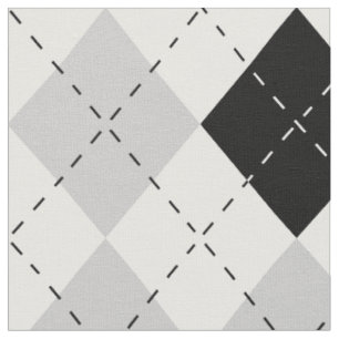 Black White and Grey Argyle Fabric