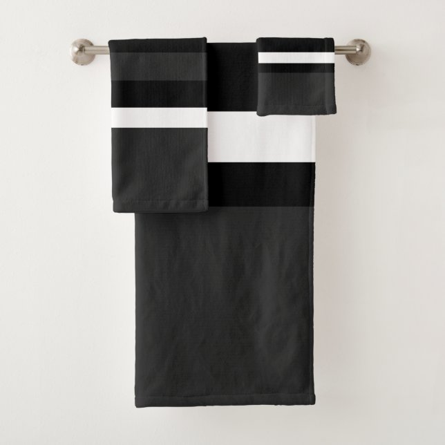 Black, White and Grey Bath Towel Set (Insitu)