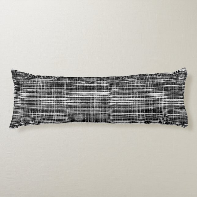 Black, White, and Grey Check 2 Pattern Body Pillow (Front)