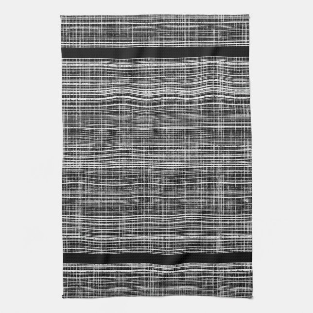 Black, White, and Grey Check Pattern Kitchen Towel (Vertical)