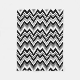Black White And Grey Chevron Zigzag Pattern Fleece Blanket