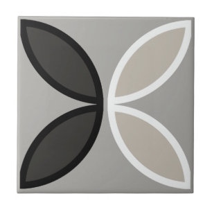 Black white and grey circle or flower petals tile