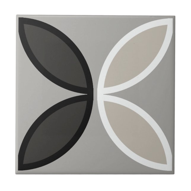 Black white and grey circle or flower petals tile (Front)