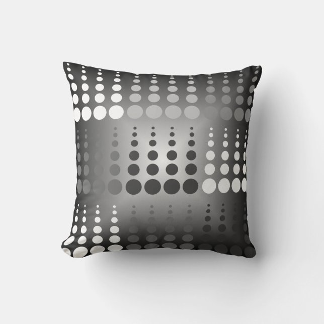 Black White and Grey Circle Pattern Throw Pillow (Front)