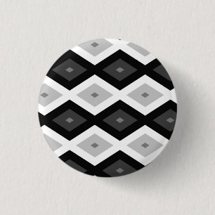 Black, white and grey diamond pattern 1 inch round button