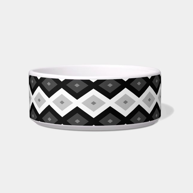 Black, white and grey diamond pattern bowl (Front)
