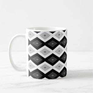 Black, white and grey diamond pattern coffee mug