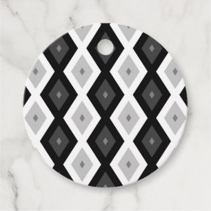 Black, white and grey diamond pattern favour tags