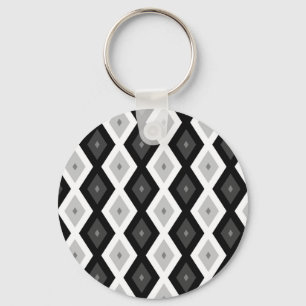 Black, white and grey diamond pattern keychain