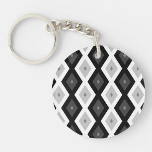 Black, white and grey diamond pattern keychain