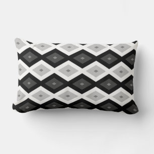 Black, white and grey diamond pattern lumbar pillow