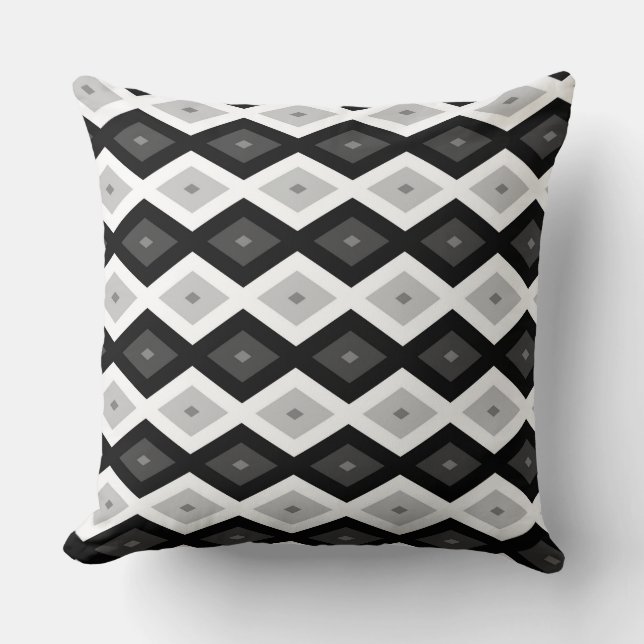 Black, white and grey diamond pattern throw pillow (Front)