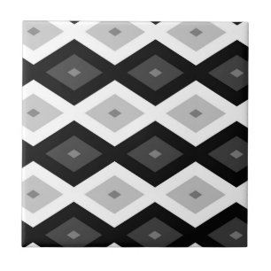Black, white and grey diamond pattern tile