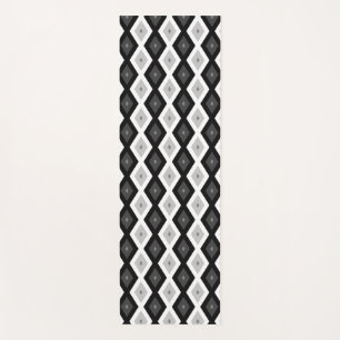 Black, white and grey diamond pattern yoga mat
