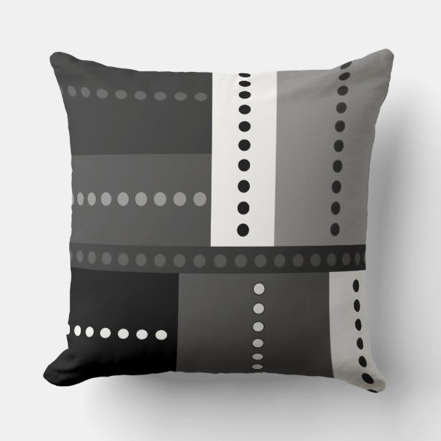 Black, White and Grey Geometric Throw Pillow (Front)