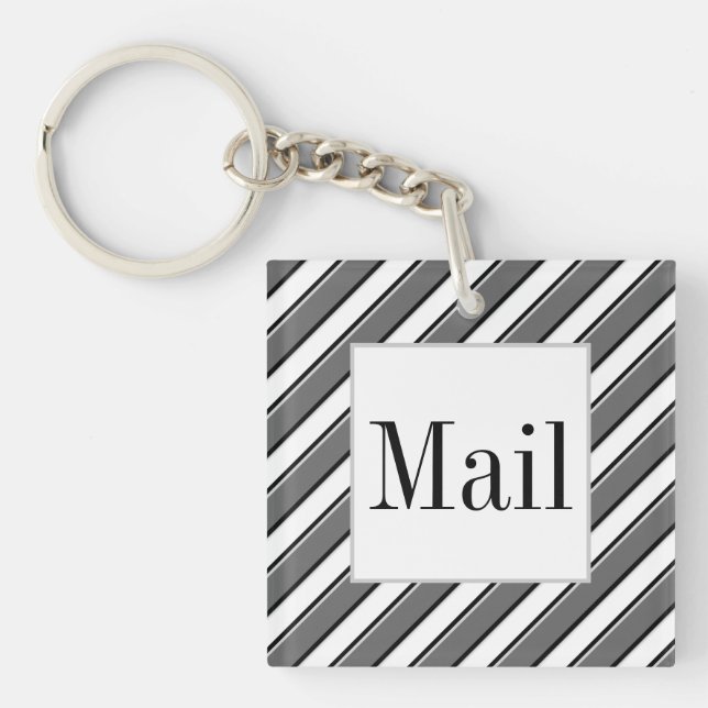 Black White and Grey Mail Key Keychain (Front)