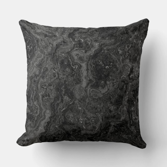Black, White, and Grey Marble abstract Throw Pillow (Front)