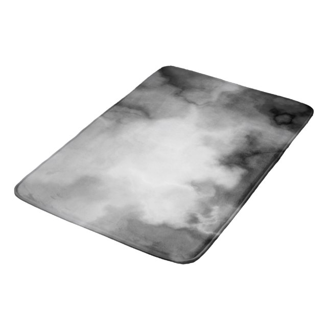 Black, white and Grey Marbled Abstract   Bath Mat (Angled)