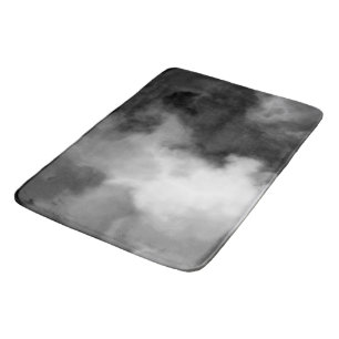 Black, white and Grey Marbled Abstract   Bath Mat