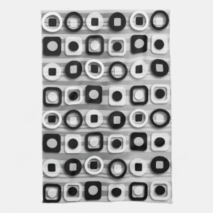 Black White and Grey Modern Pattern Kitchen Towel