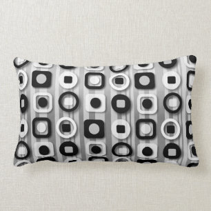 Black White and Grey Modern Pattern Lumbar Pillow