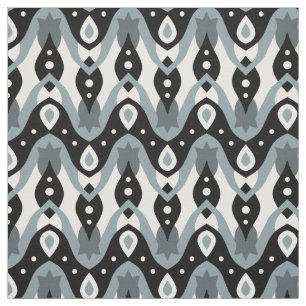 Black, White and Grey Monochrome Geometric Pattern Fabric