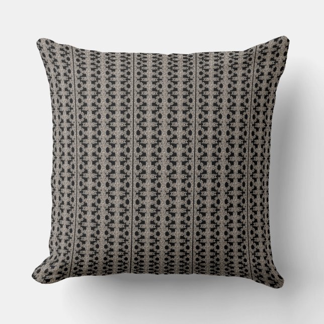 Black, White and Grey Pattern Throw Pillow (Front)