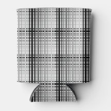 Black, White and Grey Plaid Foam Can Cooler