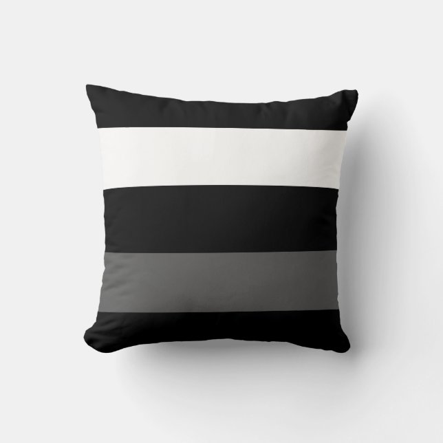 Black White and Grey Stripe Throw Pillow (Front)