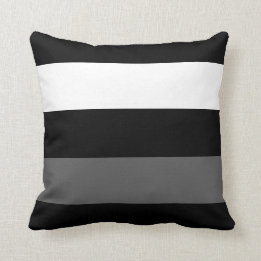 Black White and Grey Stripe Throw Pillow