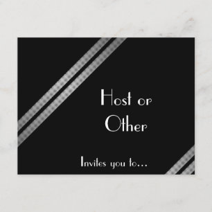 Black white and grey striped formal invitation