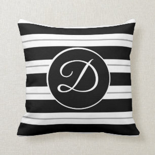 Black, White And Grey Stripes Throw Pillow
