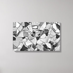 Black, White And Grey Terrazzo Photo Art Canvas Print