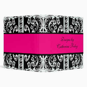 Black, White, and Hot Pink Damask Binder
