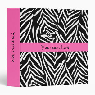 Black, White and Hot Pink Zebra Print Binder