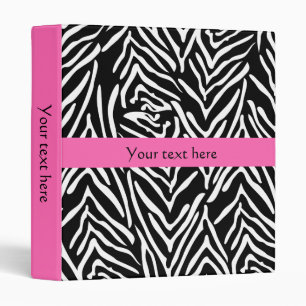 Black, White and Hot Pink Zebra Print Binder
