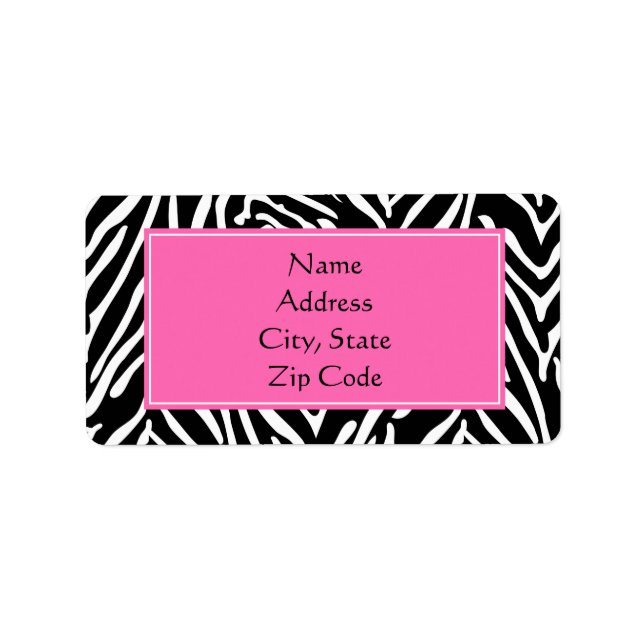 Black, White and Hot Pink Zebra Print Label (Front)