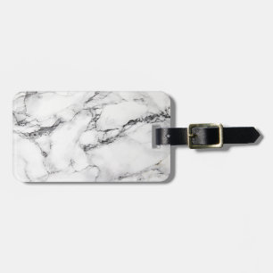 Black White And Light Grey Marble Stone Pattern Luggage Tag