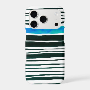 Black, white and mediterranean blue stripes 