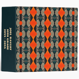 Black White and Orange Ethnic Geometric Pattern Binder