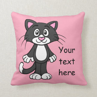 Black, White and Pink Cat Pillow