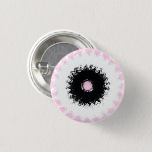 Black, White and Pink Chalk Abstract 1 Inch Round Button