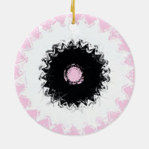 Black, White and Pink Chalk Abstract Ceramic Ornament
