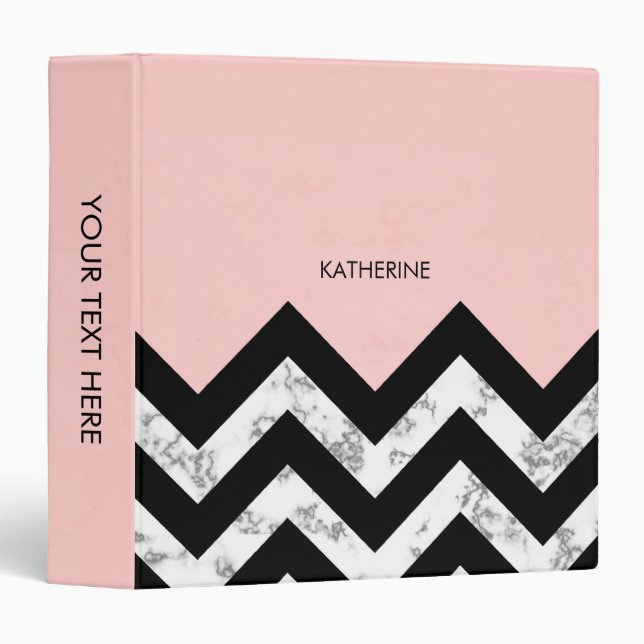Black White and Pink Chevrons Binder (Front/Spine)