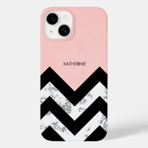 Black White and Pink Chevrons Case-Mate iPhone 14 Case