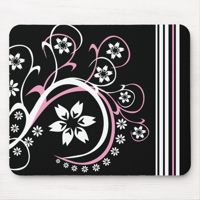Black, White  And Pink Mousepad (Front)