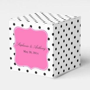 Black, White and Pink Polka Dot Wedding Favor Box