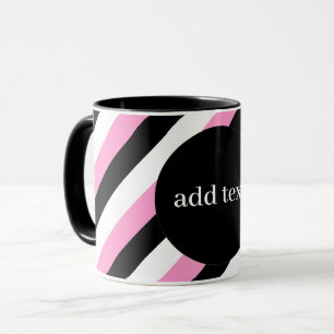 Black, White and Pink Stripes  Mug