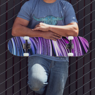 Black, White, and Purple Stripes Skateboard